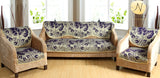 Nendle Poly Cotton Sofa Cover Set of 3+1+1 (Purple, 5 Seater)