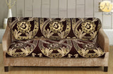 Nendle Floral Design Chenille 5 Seater Sofa Covers Set (Brown, Set of 6 Pieces)