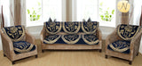 Nendle Floral Design Chenille 5 Seater Sofa Covers Set (Navy Blue, Set of 6 Pieces)
