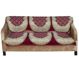 Nendle Luxurious Cotton Polka Dot Design 3 Seater Sofa Cover Set (Maroon, 2 Pieces)