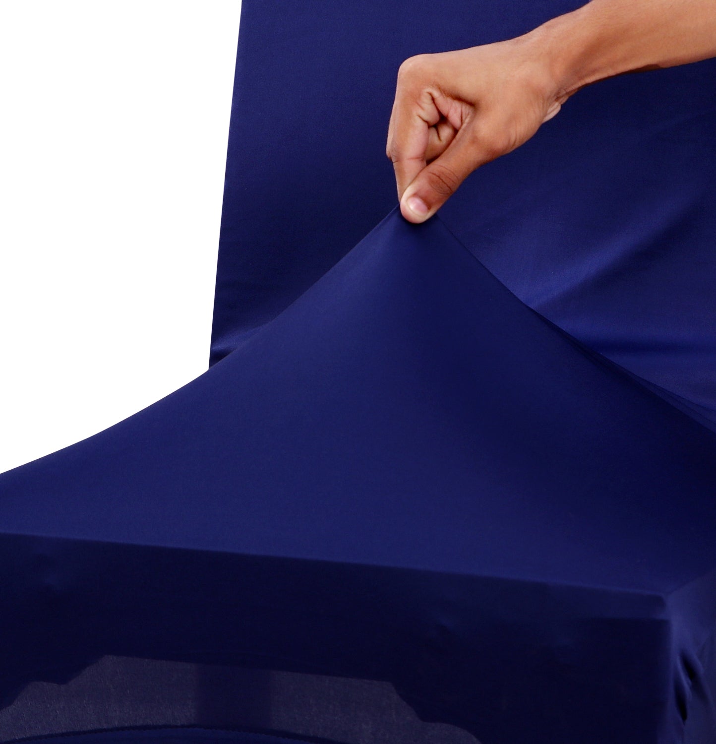 Nendle Stretchable Polyester Elastic Chair Cover Set of 4 for Dinning Chairs (Navy Blue, 4 Pieces)