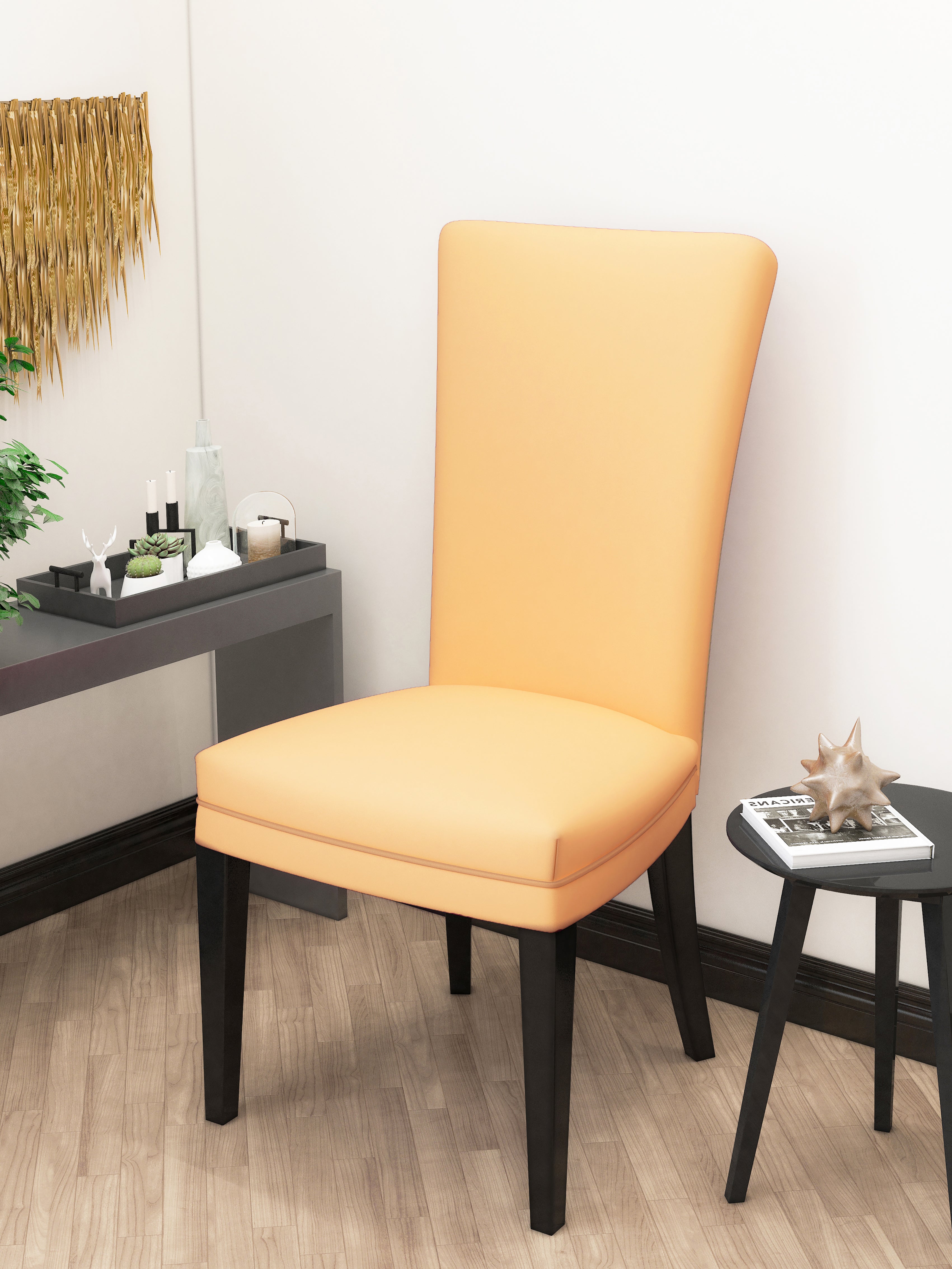 Nendle Polyester Elastic Chair Cover Stretch Removable Washable for Protecting Chair Cover (1 Piece, Beige)
