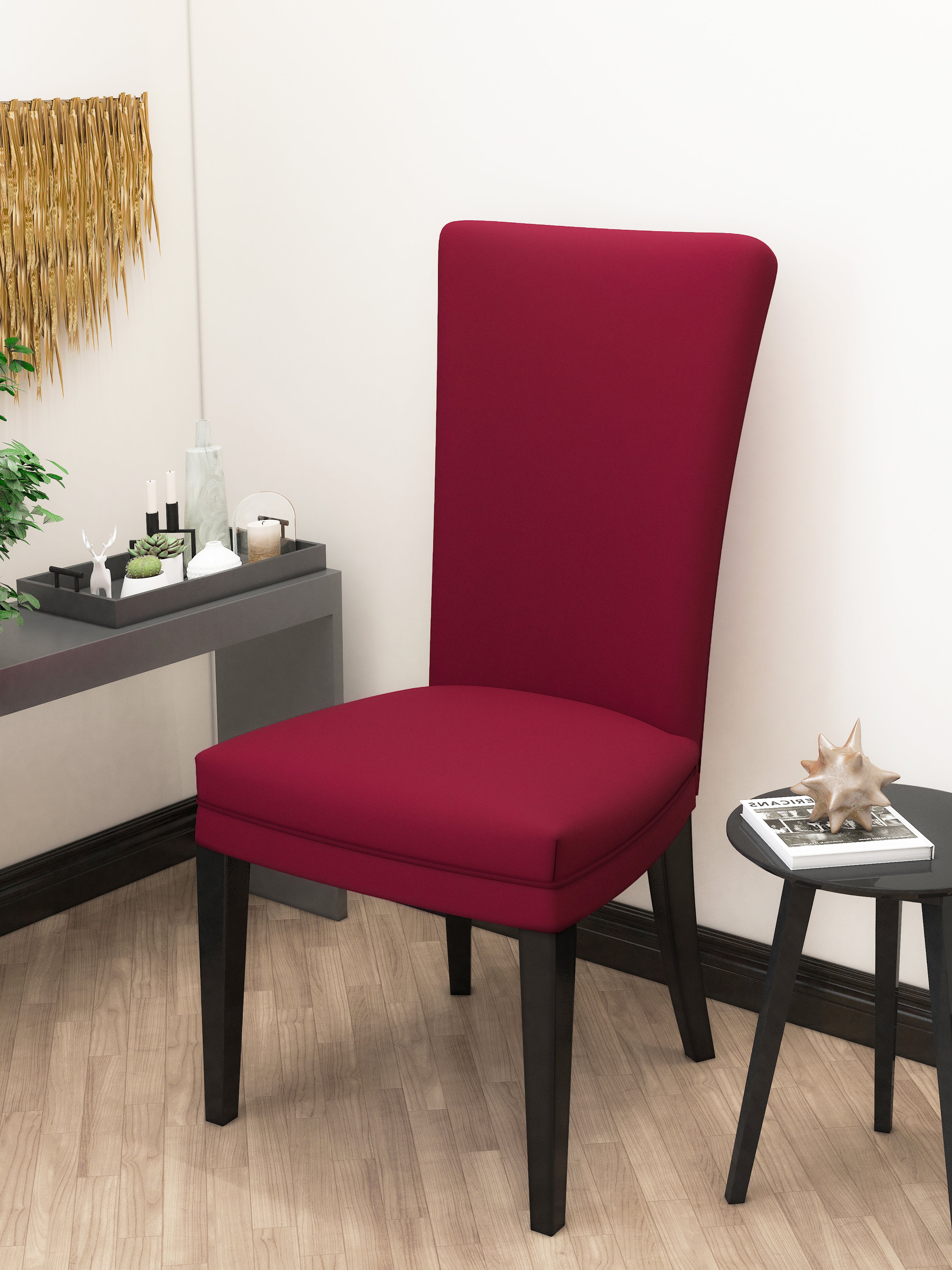 Nendle Polyester Elastic Chair Cover Stretch Removable Washable for Protecting Chair Cover (1 Piece, Maroon)