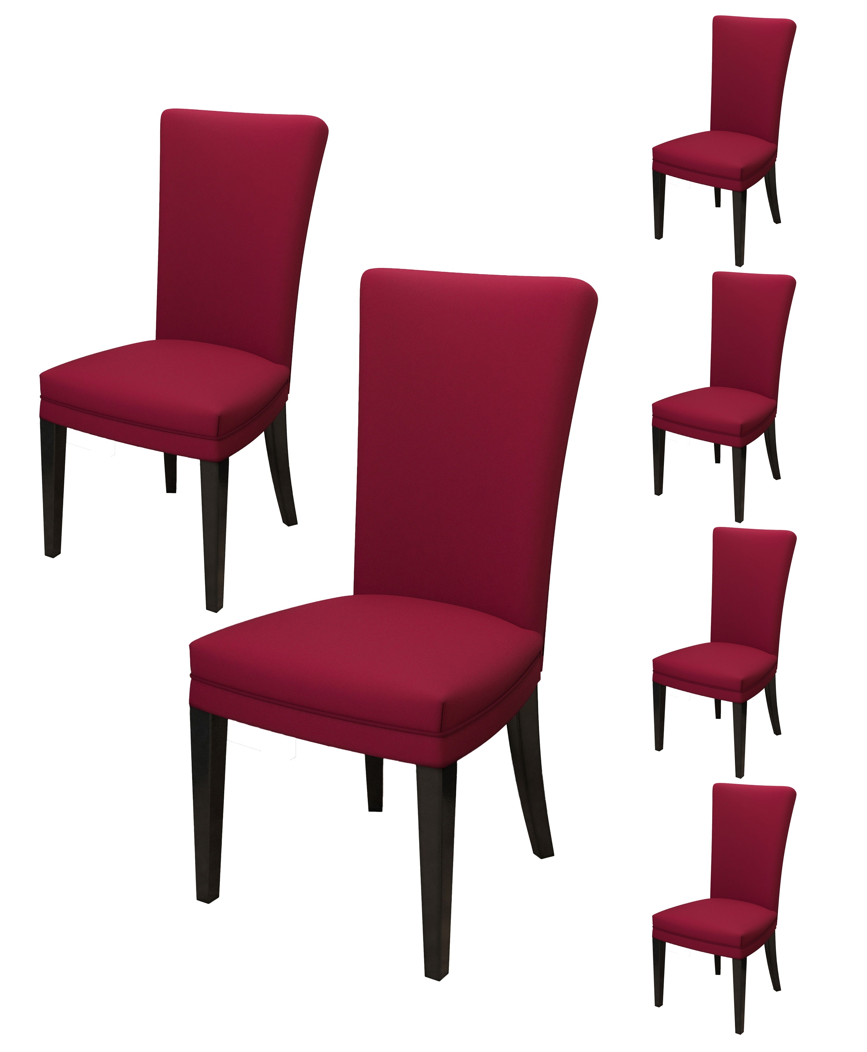 Nendle Plain Solid Color Polyester Stretchable Elastic Fitted Chair Covers for Living Room (Maroon, Set of 6)