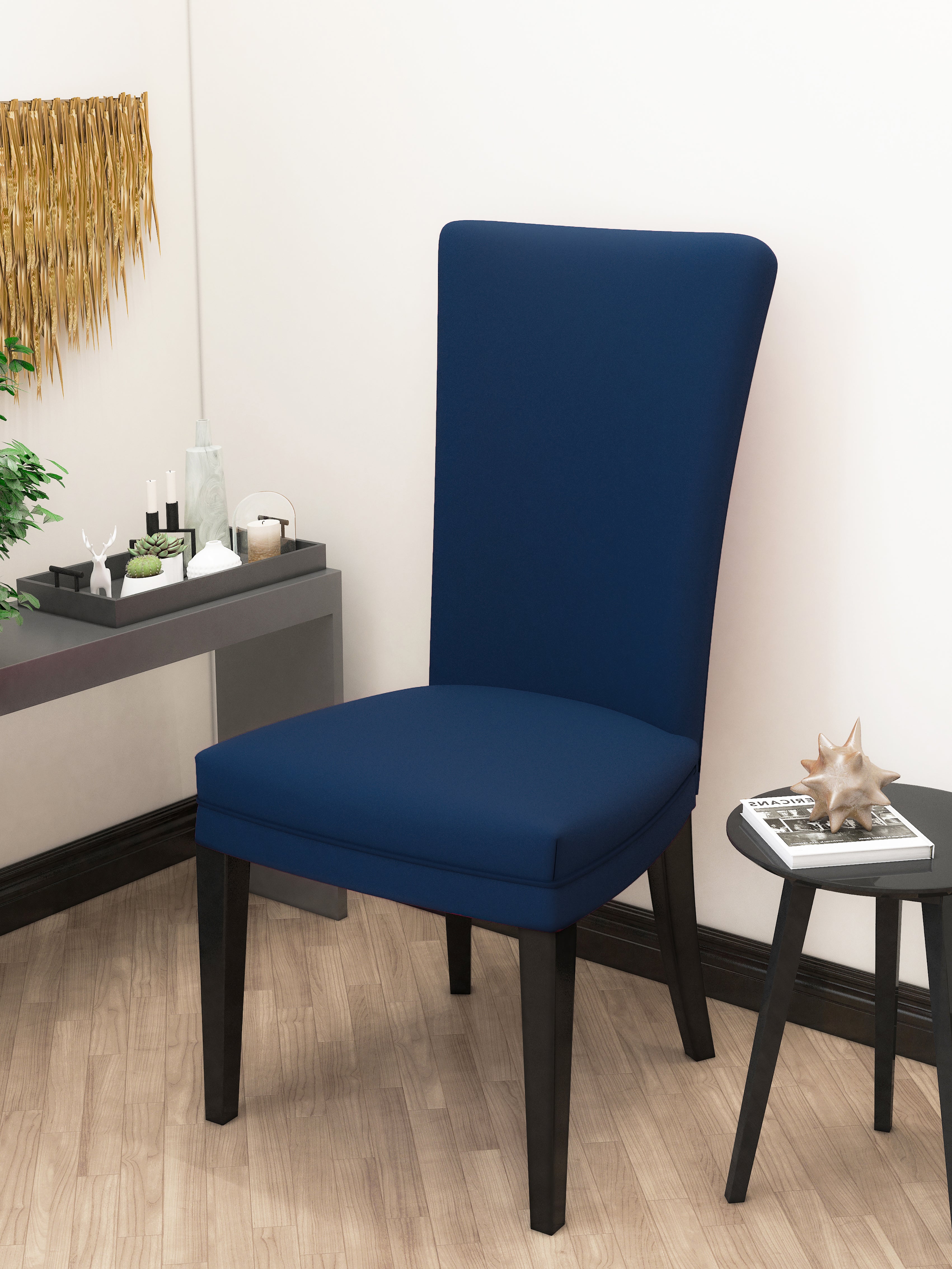Nendle Polyester Elastic Chair Cover Stretch Removable Washable for Protecting Chair Cover (1 Piece, Navy Blue)