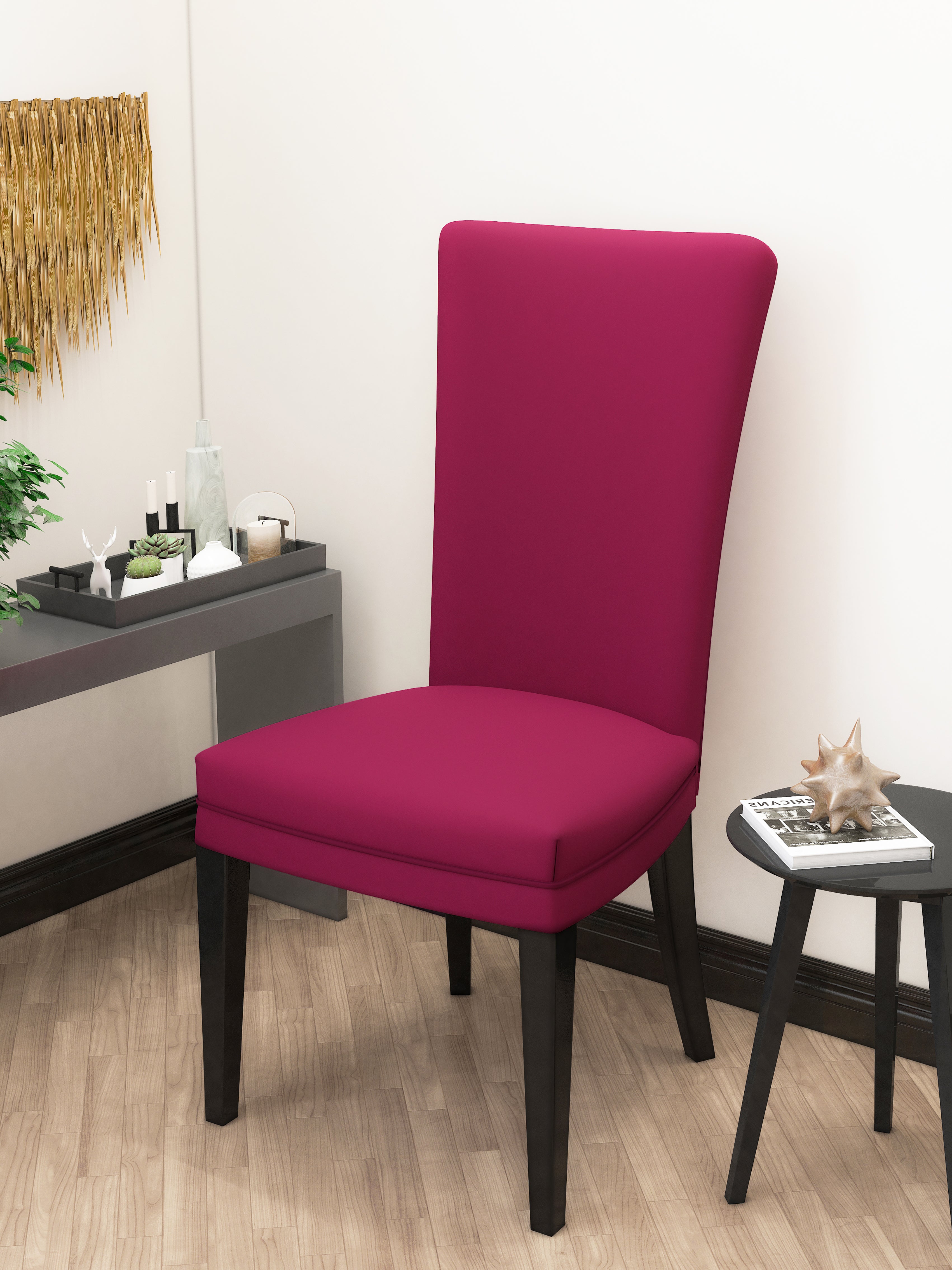 Nendle Polyester Elastic Chair Cover Stretch Removable Washable for Protecting Chair Cover (1 Piece, Pink)