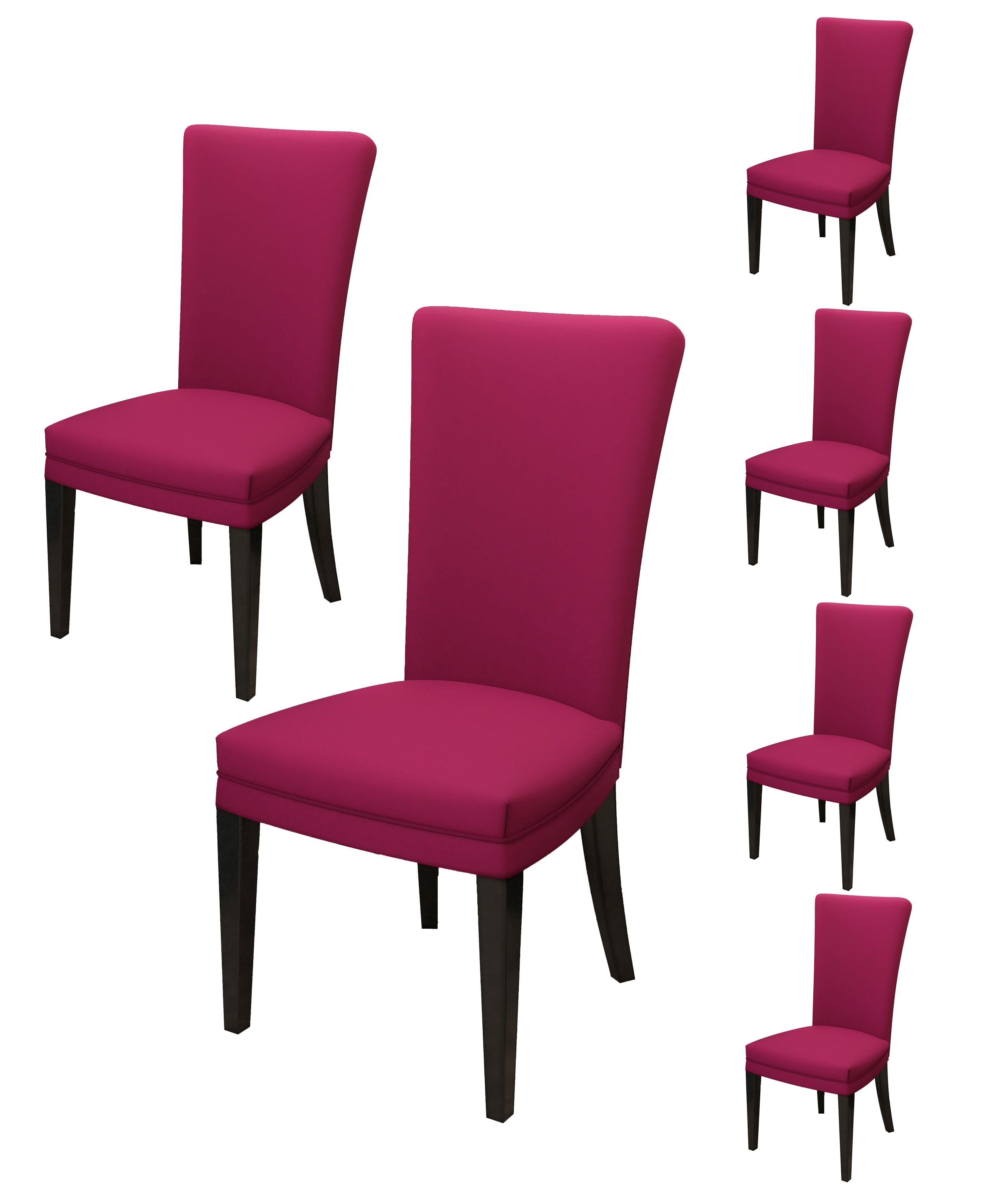 Nendle Plain Solid Color Polyester Stretchable Elastic Fitted Chair Covers for Living Room (Pink, Set of 6)