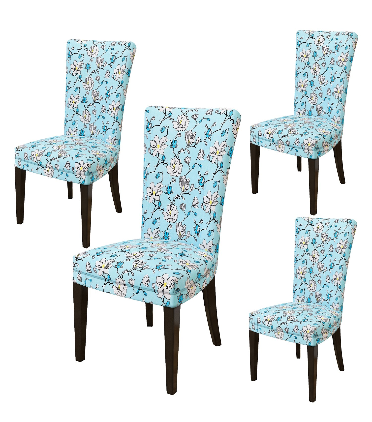 Nendle Elastic/High Strectchable Chair Covers for 4 Seater Dining/Center Table Chairs (4 Pieces, Firozi)