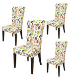 Nendle Elastic/High Stretchable Chair Covers for 4 Seater Dining/Center Table Chairs (4 Pieces, Multi Color)