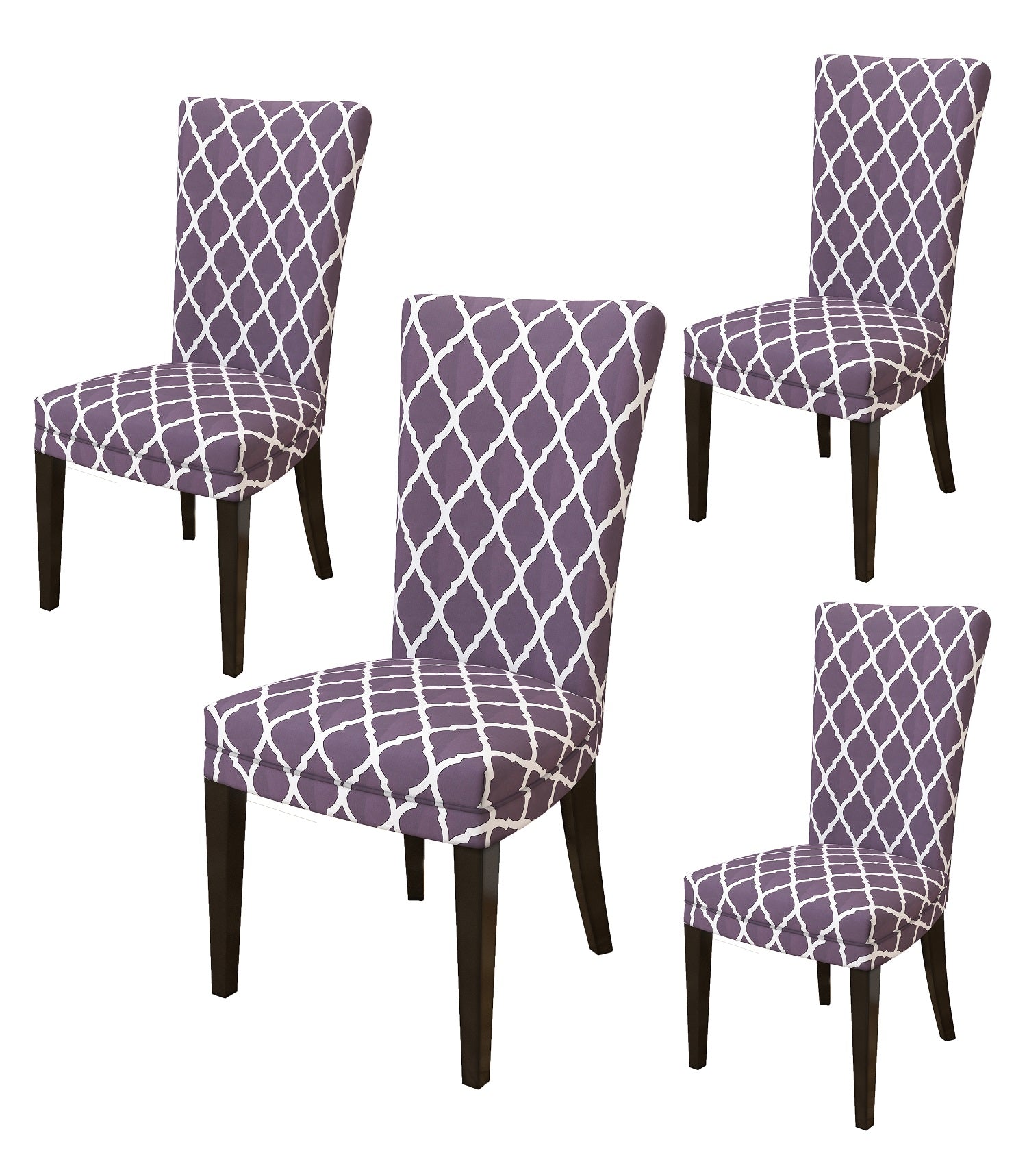 Nendle Elastic/High Stretchable Chair Covers for 4 Seater Dining/Center Table Chairs (4 Pieces, Greyish Purple)