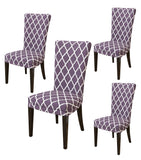 Nendle Elastic/High Stretchable Chair Covers for 4 Seater Dining/Center Table Chairs (4 Pieces, Greyish Purple)