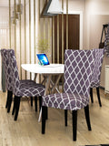 Nendle Elastic/High Stretchable Chair Covers for 4 Seater Dining/Center Table Chairs (4 Pieces, Greyish Purple)