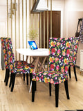 Nendle Elastic/High Stretchable Chair Covers for 4 Seater Dining/Center Table Chairs (4 Pieces, Multi Flowers)