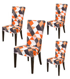 Nendle Elastic/High Stretchable Chair Covers for 4 Seater Dining/Center Table Chairs (4 Pieces, Orange)