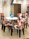 Nendle Elastic/High Stretchable Chair Covers for 4 Seater Dining/Center Table Chairs (4 Pieces, Orange)
