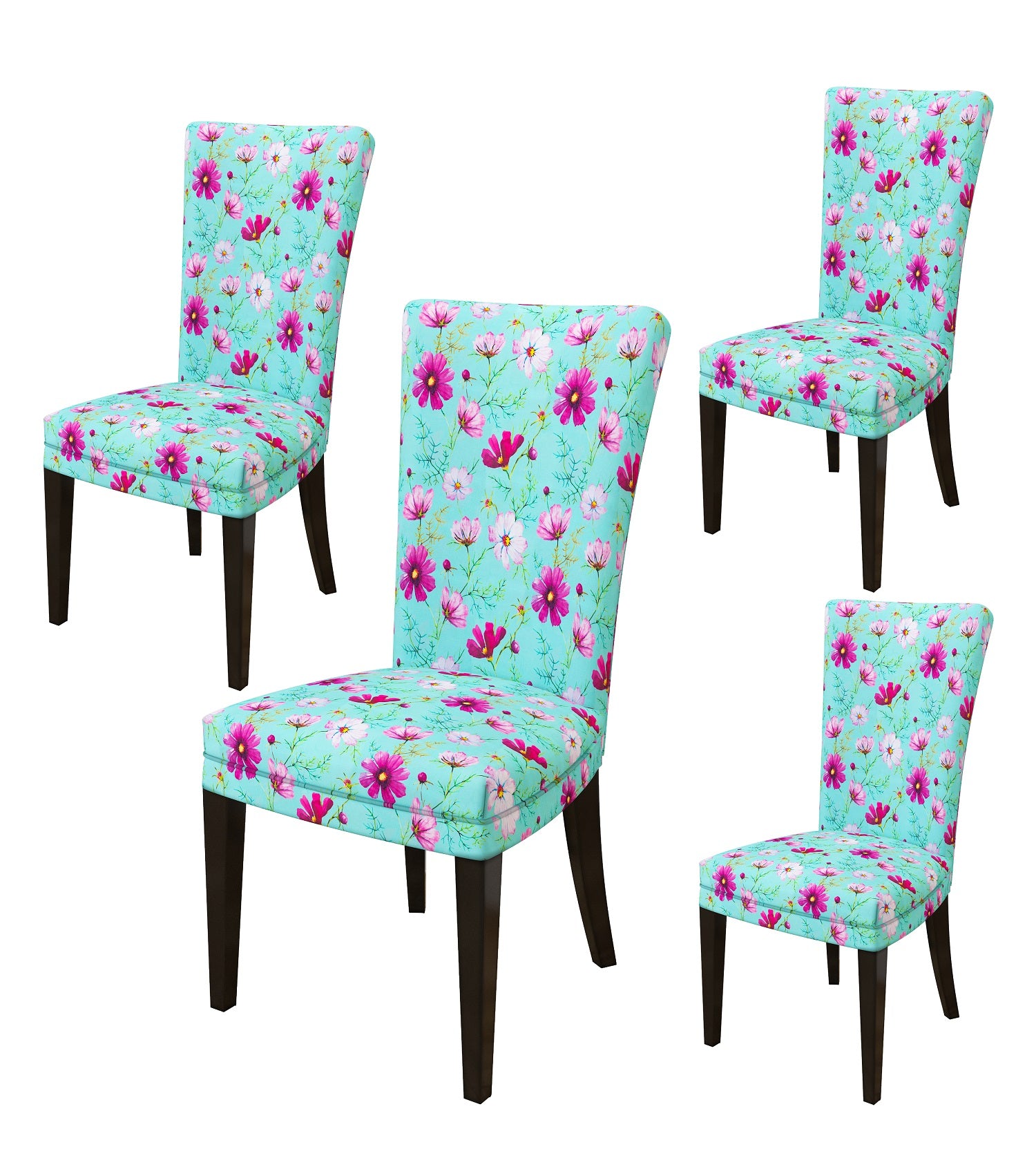 Nendle Elastic/High Stretchable Chair Covers for 4 Seater Dining/Center Table Chairs (4 Pieces, Sea Green)