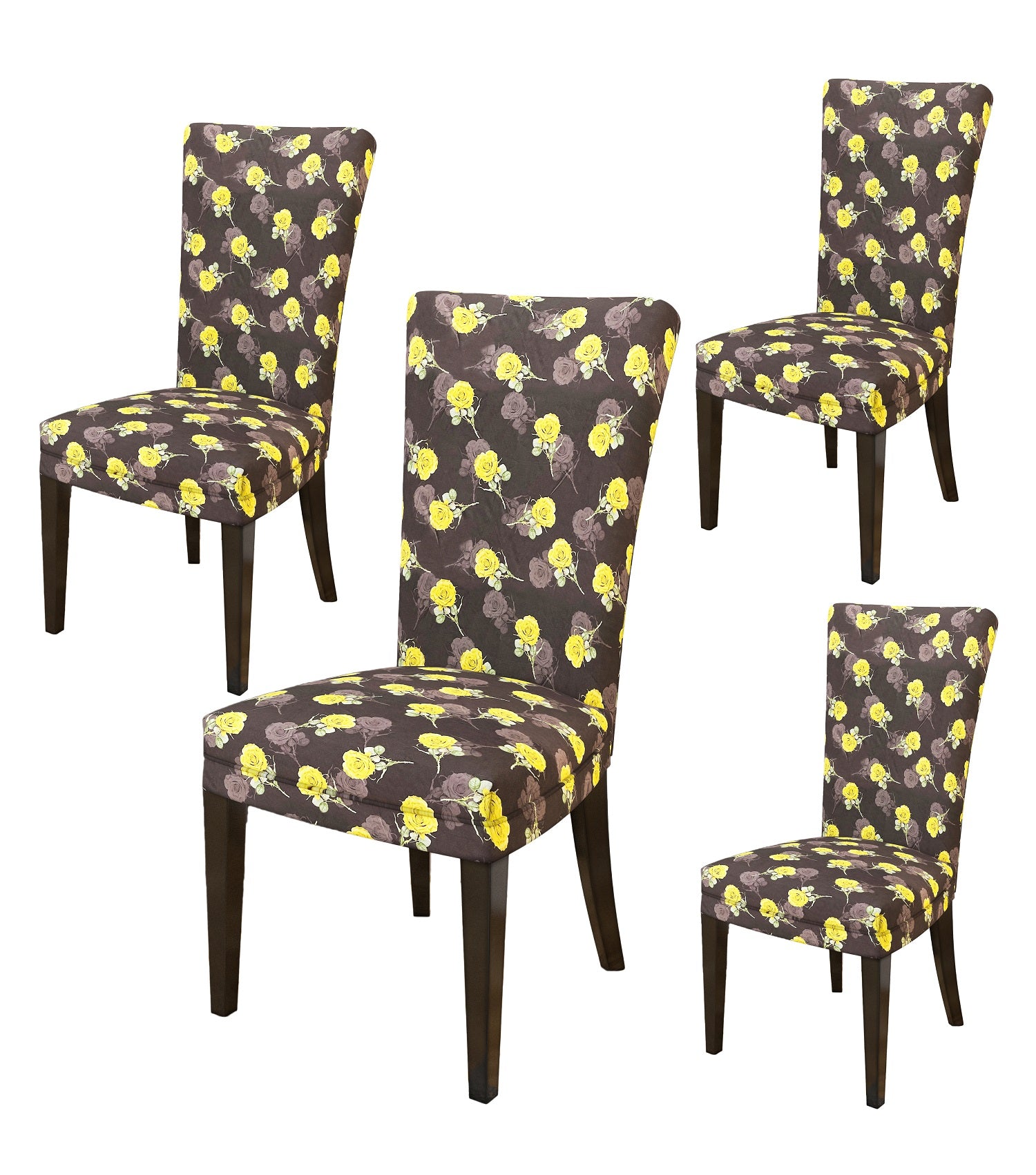 Nendle Elastic/High Stretchable Chair Covers for 4 Seater Dining/Center Table Chairs (4 Pieces, Black)