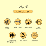 Nendle Luxurious Cotton Polka Dot Design 5 Seater Sofa Cover Set (Brown, 6 Pieces)