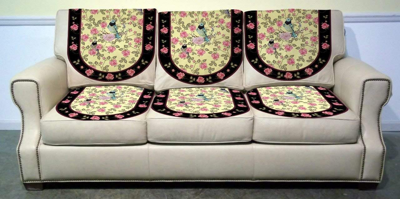 Nendle Velvet Digital Print 5 Seater Sofa Cover Set for Living Room (Multicolour, 6 Pieces)