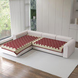 Polka Dot Pattern Acrylic Sofa Mat Cover for L Shape Sofa Set Type 2+2