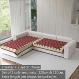 Polka Dot Pattern Acrylic Sofa Mat Cover for L Shape Sofa Set Type 2+2