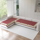 Polka Dot Pattern Acrylic Sofa Mat Cover for L Shape Sofa Set Type 3+2 Seater