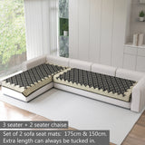 Polka Dot Pattern Acrylic Sofa Mat Cover for L Shape Sofa Set Type 3+2 Seater