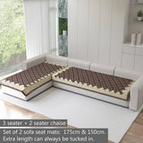Polka Dot Pattern Acrylic Sofa Mat Cover for L Shape Sofa Set Type 3+2 Seater