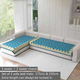 Polka Dot Pattern Acrylic Sofa Mat Cover for L Shape Sofa Set Type 3+2 Seater