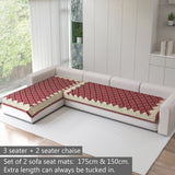 Polka Dot Pattern Acrylic Sofa Mat Cover for L Shape Sofa Set Type 3+2 Seater