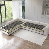 Polka Dot Pattern Acrylic Sofa Mat Cover for L Shape Sofa Set Type 3+3 Seater