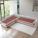 Polka Dot Pattern Acrylic Sofa Mat Cover for L Shape Sofa Set Type 3+3 Seater