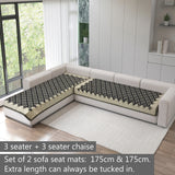Polka Dot Pattern Acrylic Sofa Mat Cover for L Shape Sofa Set Type 3+3 Seater