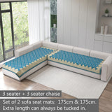 Polka Dot Pattern Acrylic Sofa Mat Cover for L Shape Sofa Set Type 3+3 Seater