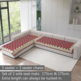 Polka Dot Pattern Acrylic Sofa Mat Cover for L Shape Sofa Set Type 3+3 Seater