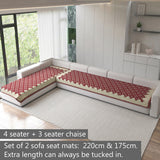 Polka Dot Pattern Acrylic Sofa Mat Cover for L Shape Sofa Set Type 4+3 Seater