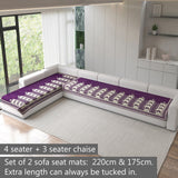 Chenille Sofa Mat Cover for L Shape Sofa Set Type 4+3 Seater