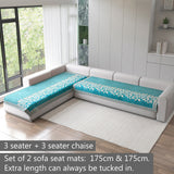 Anti-Slip Floral Velvet Sofa Cover For L3+3 Seater Sofa
