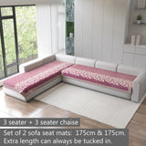Anti-Slip Floral Velvet Sofa Cover For L3+3 Seater Sofa