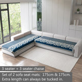 Anti-Slip Floral Velvet Sofa Cover For L3+3 Seater Sofa