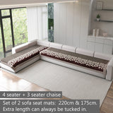 Anti-Slip Floral Velvet Sofa Cover For L4+3 Seater Sofa