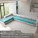 Anti-Slip Floral Velvet Sofa Cover For L4+3 Seater Sofa