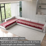 Anti-Slip Floral Velvet Sofa Cover For L4+3 Seater Sofa