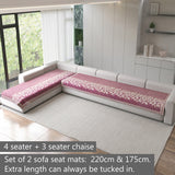 Anti-Slip Floral Velvet Sofa Cover For L4+3 Seater Sofa