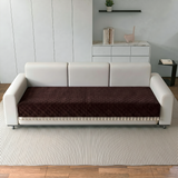 Holland Quilted Soft Velvet Sofa Seat Cover Mat For 3 Seater with Decorative Handcrafted Tassel