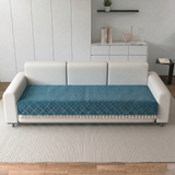 Holland Quilted Soft Velvet Sofa Seat Cover Mat For 3 Seater with Decorative Handcrafted Tassel
