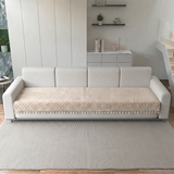 Holland Quilted Soft Velvet Sofa Seat Cover Mat For 4 Seater with Decorative Handcrafted Tassel