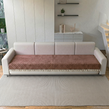 Holland Quilted Soft Velvet Sofa Seat Cover Mat For 4 Seater with Decorative Handcrafted Tassel