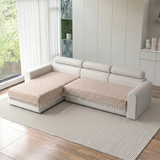 Holland Quilted Soft Velvet Sofa Seat Cover Mat For L Shape 4 Seater (L2+2) with Decorative Handcrafted Tassel