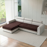 Holland Quilted Soft Velvet Sofa Seat Cover Mat For L Shape 4 Seater (L2+2) with Decorative Handcrafted Tassel